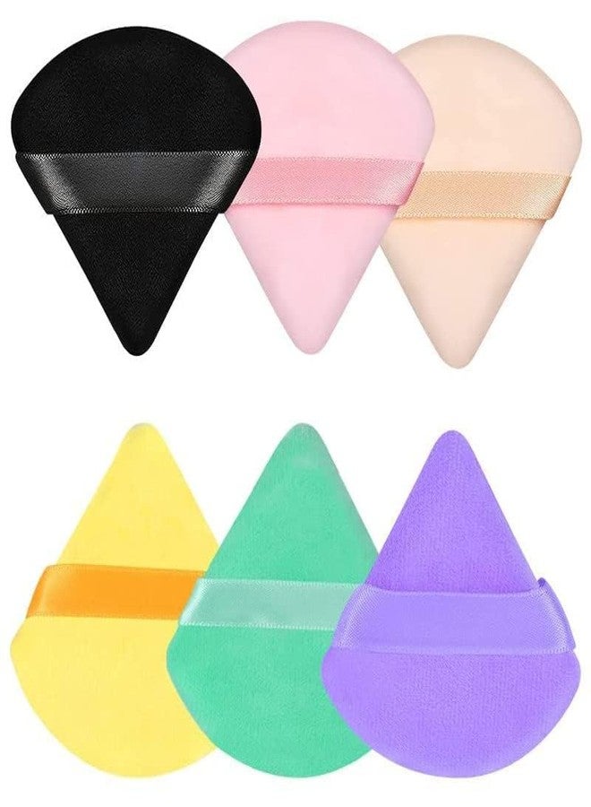 Ruby Face Rubyface Pure Cotton Powder Puff, Triangle Wedge Shape Designed for Contouring, Under Eyes and Corners Loose Powder Mineral Powder Body Makeup Tool multicoloured, Pack of 6 - Image 5