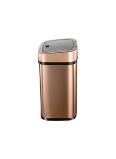 Ninestars Bedroom or Bathroom Automatic Touchless Infrared Motion Sensor Trash Can 3 Gal 12L Stainless Steel Base Rectangular Rose Gold Black Lid  - Image 3