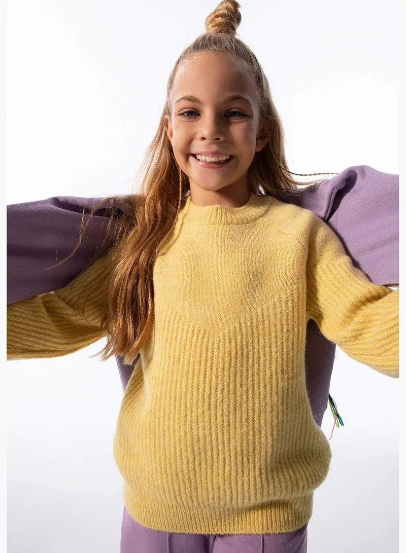 DeFacto Long Sleeve Rib Knit Crew Neck Sweater