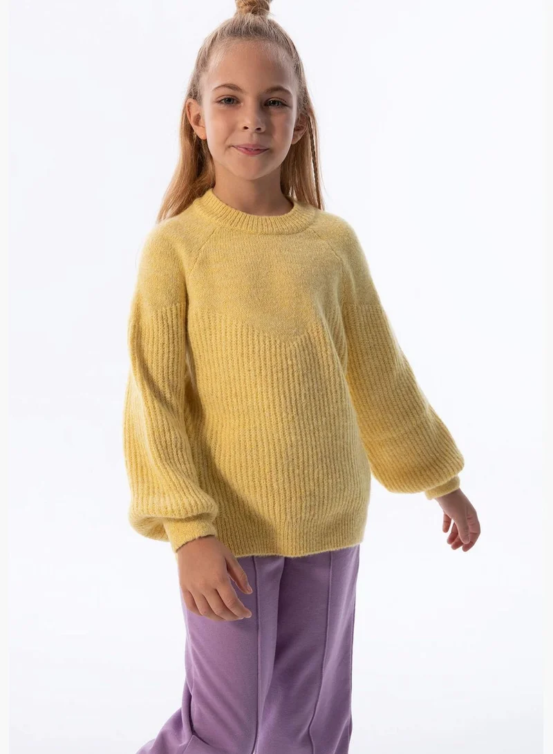 DeFacto Long Sleeve Rib Knit Crew Neck Sweater