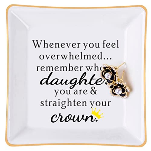 Piudee Daughter Gift from Mom, Gifts for Daughter Ring Dish - When You Feel Overwhelmed...Straighten Your Crown, Christmas Birthday Gift for Daughter Adult Valentines Wedding Mothers' Day Gifts - Image 1