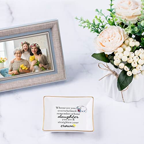 Piudee Daughter Gift from Mom, Gifts for Daughter Ring Dish - When You Feel Overwhelmed...Straighten Your Crown, Christmas Birthday Gift for Daughter Adult Valentines Wedding Mothers' Day Gifts - Image 2