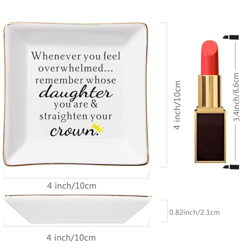 Piudee Daughter Gift from Mom, Gifts for Daughter Ring Dish - When You Feel Overwhelmed...Straighten Your Crown, Christmas Birthday Gift for Daughter Adult Valentines Wedding Mothers' Day Gifts - Image 5