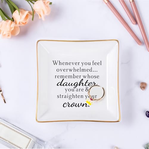 Piudee Daughter Gift from Mom, Gifts for Daughter Ring Dish - When You Feel Overwhelmed...Straighten Your Crown, Christmas Birthday Gift for Daughter Adult Valentines Wedding Mothers' Day Gifts - Image 4