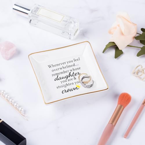 Piudee Daughter Gift from Mom, Gifts for Daughter Ring Dish - When You Feel Overwhelmed...Straighten Your Crown, Christmas Birthday Gift for Daughter Adult Valentines Wedding Mothers' Day Gifts - Image 3