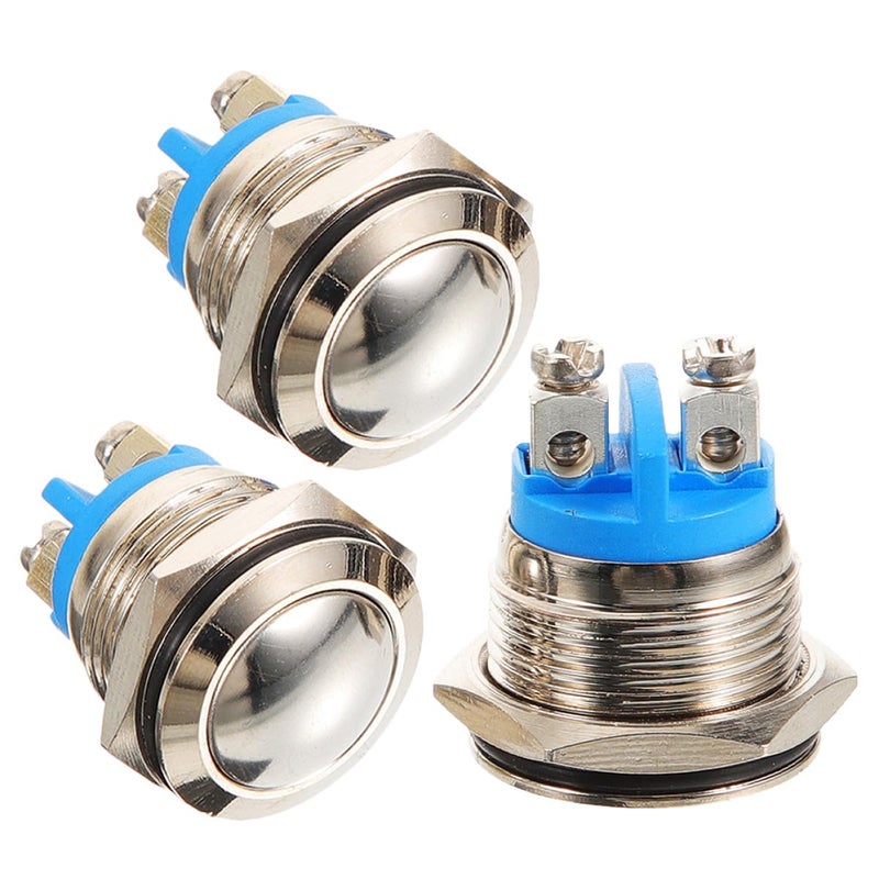 Metal Doorbell Button Kit 16mm Raised Screw Terminals Wired Replacement Push Buttons 3pcs Set - Image 2