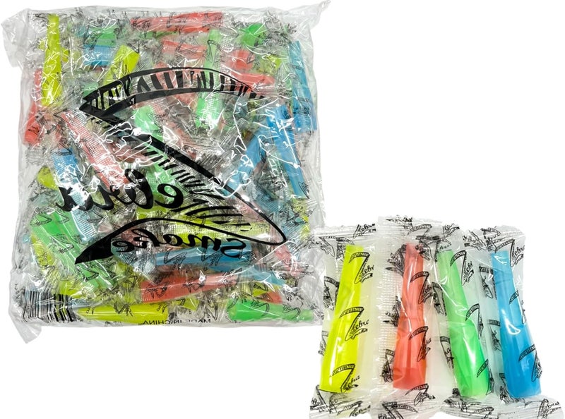 Zebra Smoke Disposable Hookah Tips - Pack of 100 Mixed Colors, Individually Wrapped Hygiene Mouth Tips for Hookah Pipes, Single Use, Premium Quality, 100 Count (Chubby) - Image 1