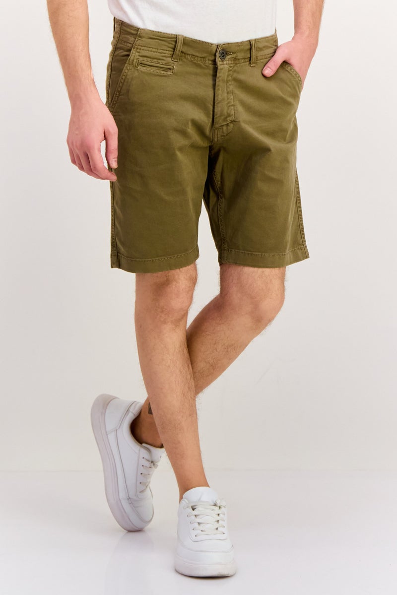 Paperbacks Men 9 Inseam Solid Chino Shorts, Olive - Image 1