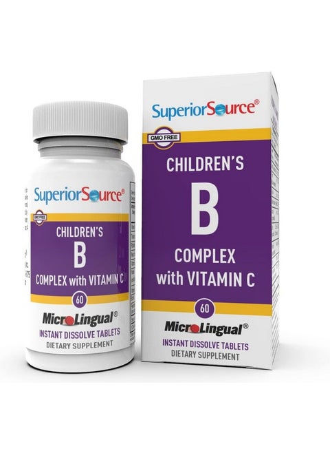 Superior Source Children?s B Complex with Vitamin C - Multivitamin for Heart Health Support - Folic Acid Supplement for Kids - Immune Support Formula with Vitamin C - 60 Instant Dissolve Tablets