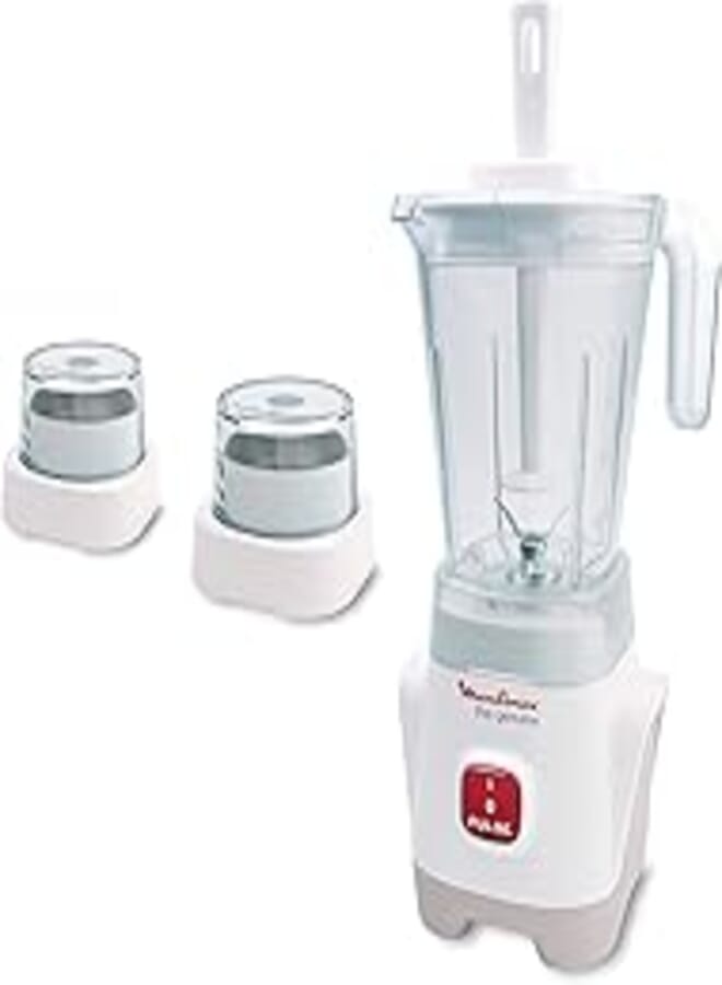 Moulinex genuine blender with grinder and grater, 1.50 liter, 400 watt, white - lm2421eg