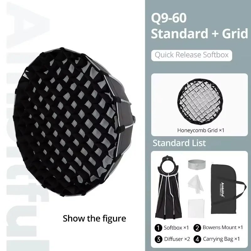 أمبيتيفول صندوق إضاءة ناعم Ambitful, Q9-60 with Grid - Image 1