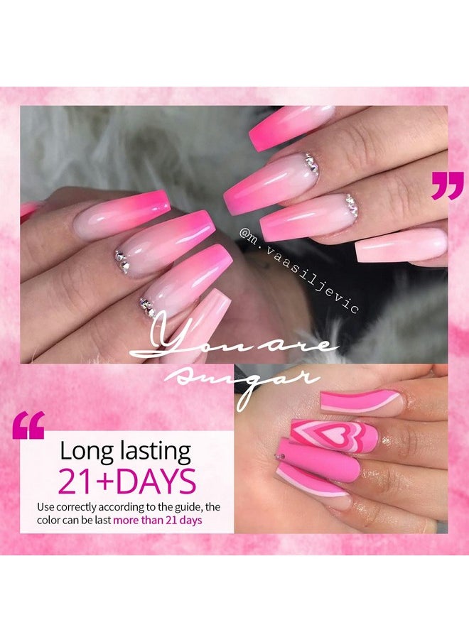 UR SUGAR Pink Gel Nail Polish Set 6 Colors Hot Pink Neon Pink Gel Polish Set Light Bright Pink Soak Off Led Nail Art Design Manicure Kit Diy At Home Salon Valentine'S Day Gifts For Women Girls  - Image 3