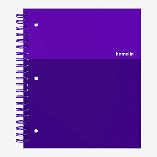 Hamelin 1 Subject, Graph Paper, Hard Cover Spiral Bound Grid Notebook, 4 Square Per Inch 150 Pages ULTRA Violet 8.5"x11" - Image 1
