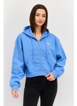 ESPRIT Women Hooded Brand Logo Sweatshirt, Blue  - Image 1