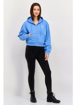 ESPRIT Women Hooded Brand Logo Sweatshirt, Blue  - Image 2
