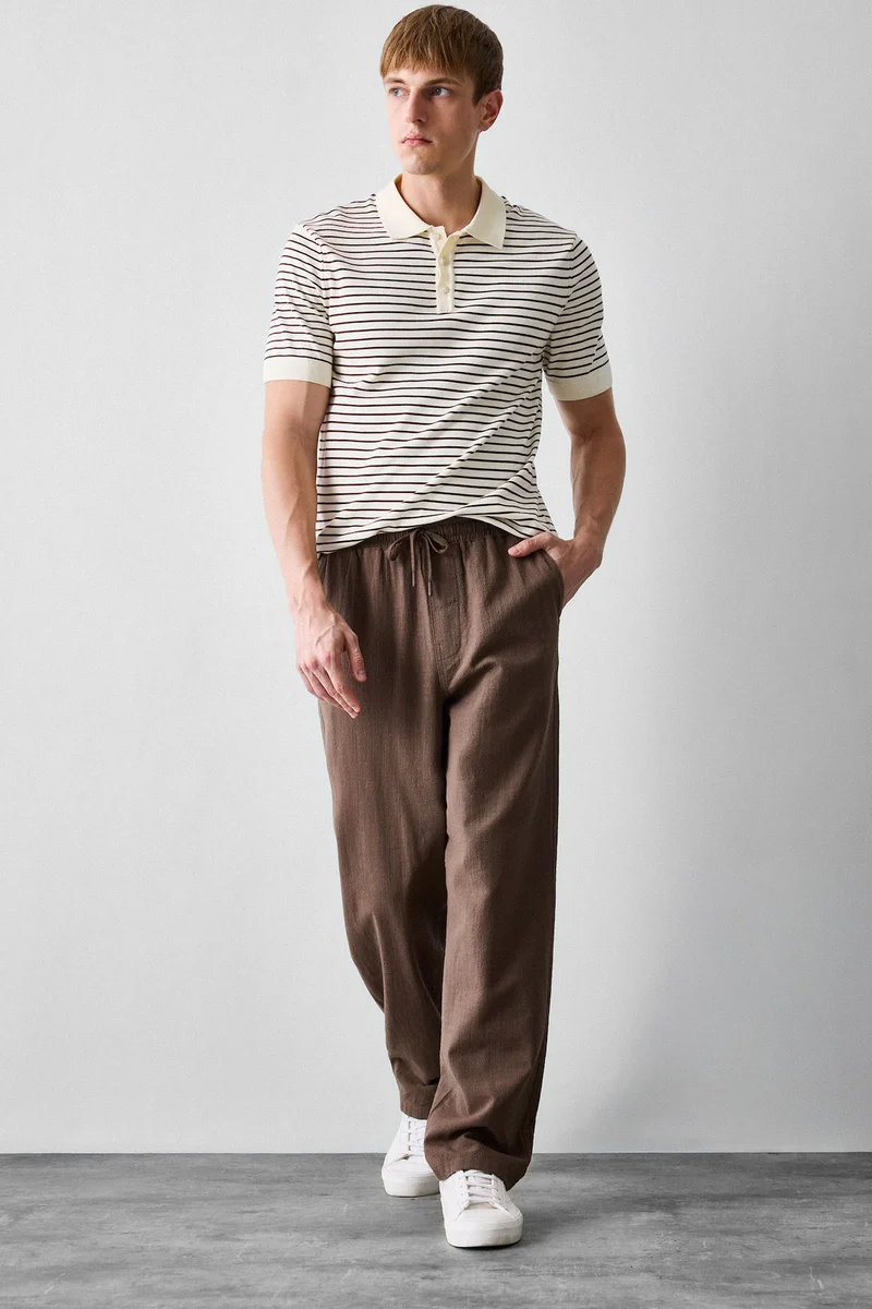 100% Cotton Baggy Fit Elastic Tie Waist Trousers
