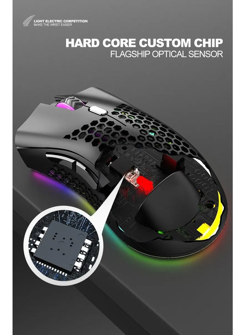 Rgb Light Honeycomb Gaming Mouse Rechargeable Usb Desktop Pc Computers - Image 4