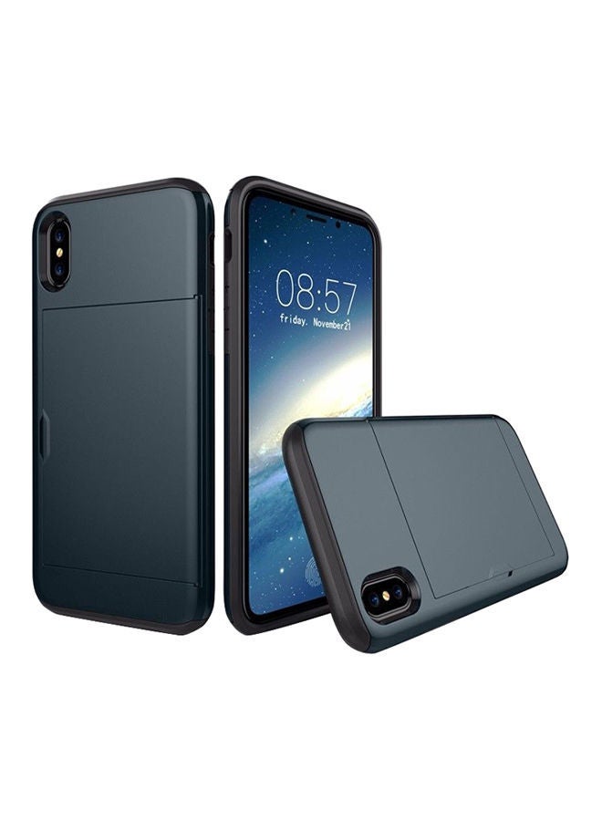 NIBEMINENT Thin Credit Card Holder Wallet Slim Slide Phone Case Cover For iPhone Xs Max Navy Blue 