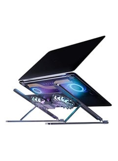 Generic 2 in 1 Foldable Laptop Stand with Built-in Cooling Fan - Portable, Ergonomic, Adjustable, Lightweight, Multi-Level Height Settings, Compatible, Perfect Fit u0026 Comfortable For Daily Use  - Image 2