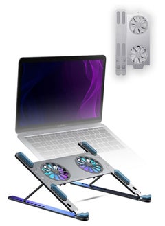 Generic 2 in 1 Foldable Laptop Stand with Built-in Cooling Fan - Portable, Ergonomic, Adjustable, Lightweight, Multi-Level Height Settings, Compatible, Perfect Fit u0026 Comfortable For Daily Use  - Image 1