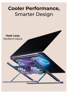 Generic 2 in 1 Foldable Laptop Stand with Built-in Cooling Fan - Portable, Ergonomic, Adjustable, Lightweight, Multi-Level Height Settings, Compatible, Perfect Fit u0026 Comfortable For Daily Use  - Image 4