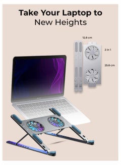 Generic 2 in 1 Foldable Laptop Stand with Built-in Cooling Fan - Portable, Ergonomic, Adjustable, Lightweight, Multi-Level Height Settings, Compatible, Perfect Fit u0026 Comfortable For Daily Use  - Image 3