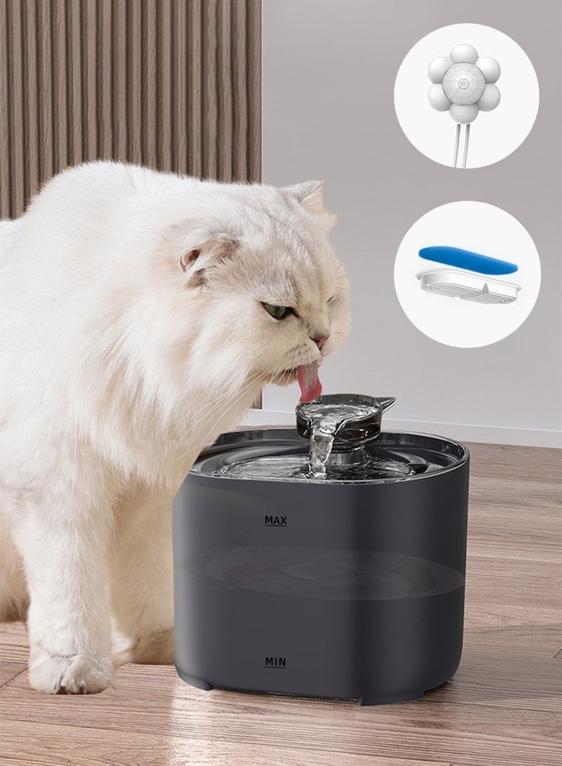 كيلا نافورة مياه للقطط سعة 2.2 لتر/74 أونصة، نافورات فائقة الهدوء للحيوانات الأليفة مع فوهة على شكل قطة، نافورة مياه للحيوانات الأليفة مزودة بإضاءة LED، نافورات مياه للقطط، موزع مياه للقطط للاستخدام الداخلي - Image 2
