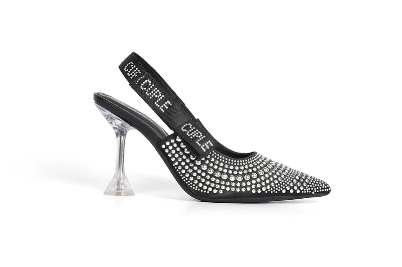 Cuple Crystal Black Slingback Heel
