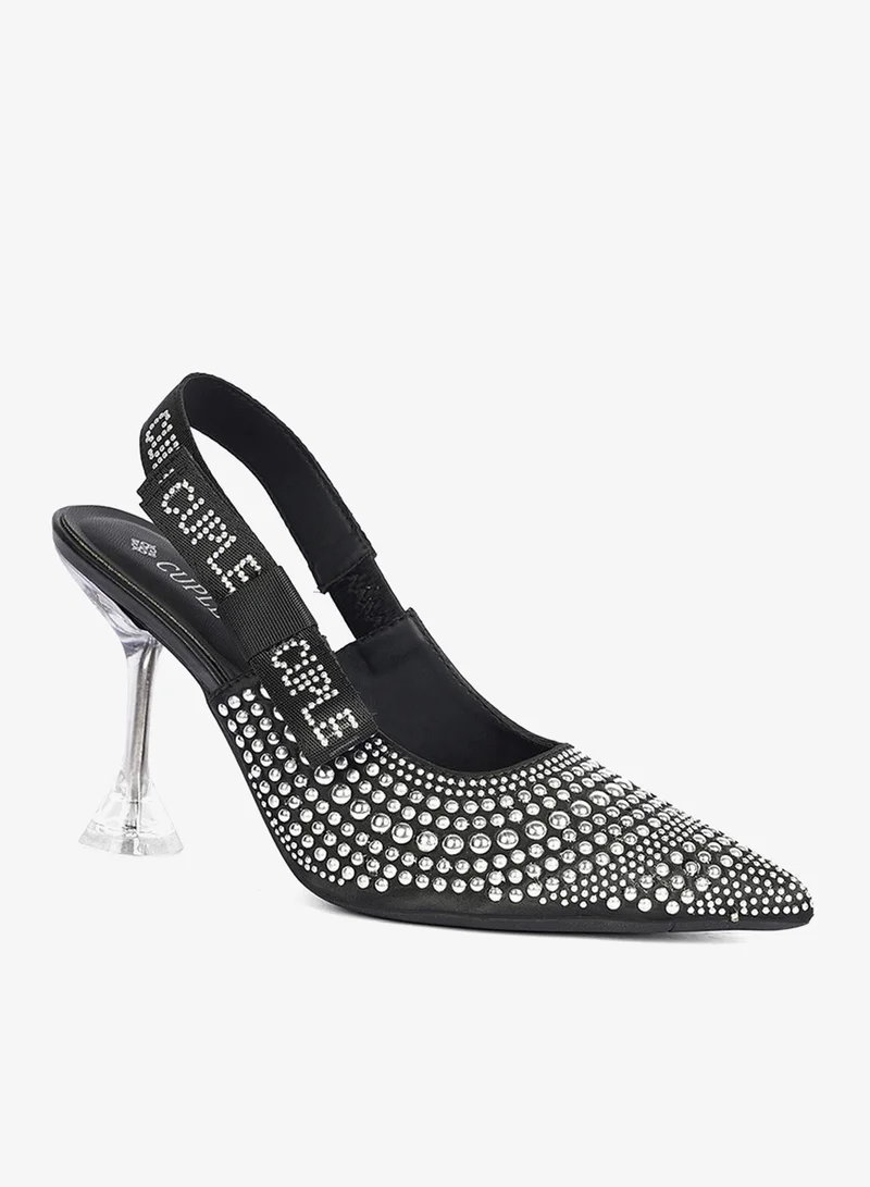 Cuple Crystal Black Slingback Heel