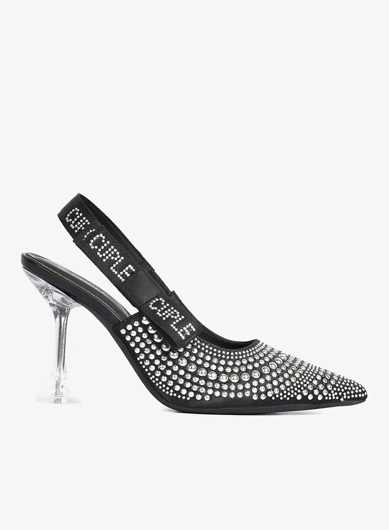 Cuple Crystal Black Slingback Heel