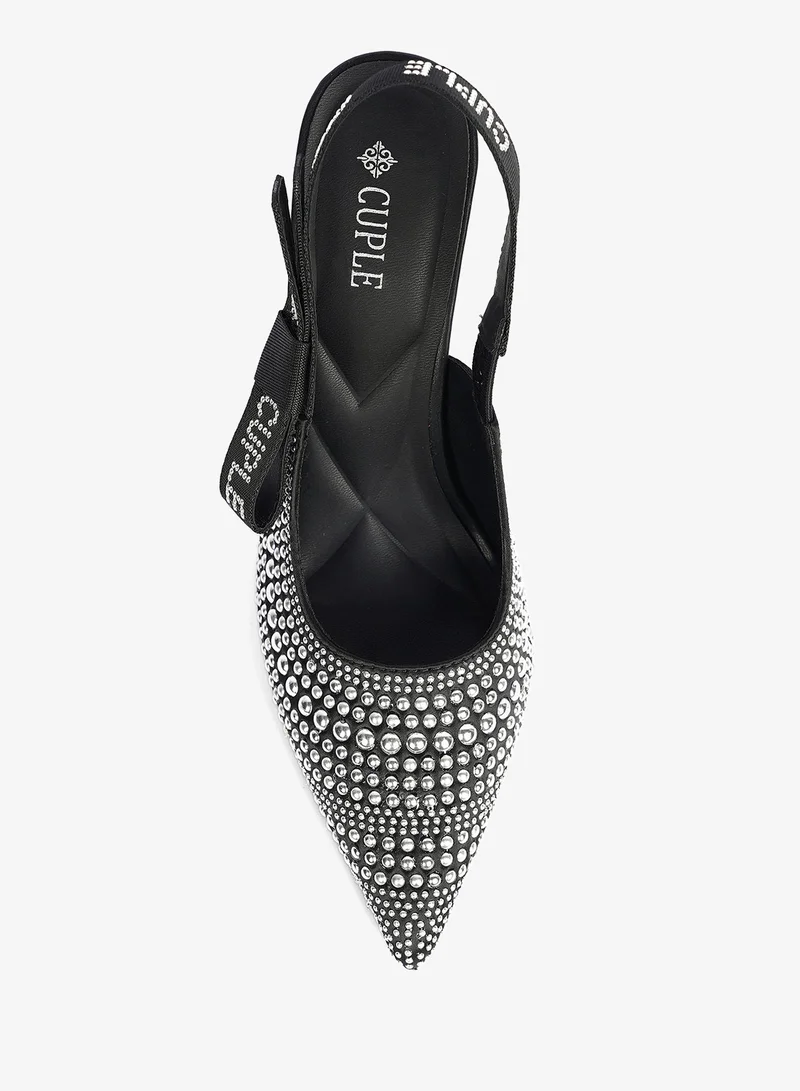 Cuple Crystal Black Slingback Heel