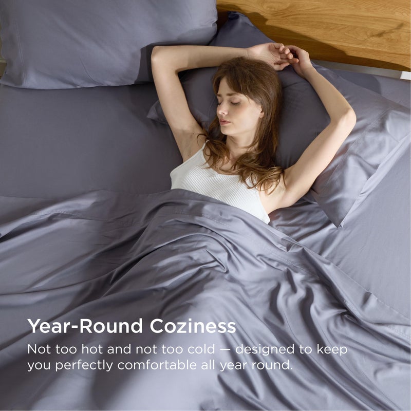 Bedsure Queen Sheet Set, Cooling Sheets for Queen Size Bed Set, Rayon Derived from Bamboo, Breathable & Soft, Deep Pocket Up to 16", Hotel Luxury Silky Bedding for Hot Sleepers, Dark Grey - Image 5