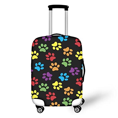 Dremagia Colorful Dog Paw Print Travel Luggage Cover Elastic Baggage Protector for Women Girls,Fits 22-25 Inch Washable Suitcase Covers - Image 1