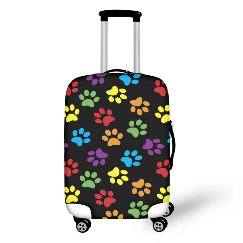 Dremagia Colorful Dog Paw Print Travel Luggage Cover Elastic Baggage Protector for Women Girls,Fits 22-25 Inch Washable Suitcase Covers - Image 3