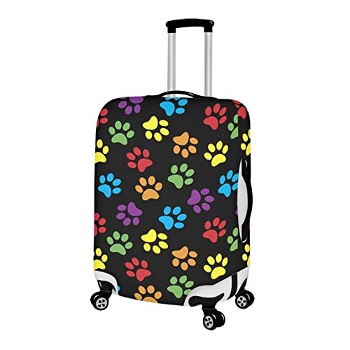 Dremagia Colorful Dog Paw Print Travel Luggage Cover Elastic Baggage Protector for Women Girls,Fits 22-25 Inch Washable Suitcase Covers - Image 2