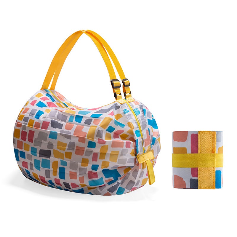 Foldable Shopping Bag Travel Shoulder Portable Large Shopping Tote Bag Food Shopping Bag Storage Bag Large flower pattern 