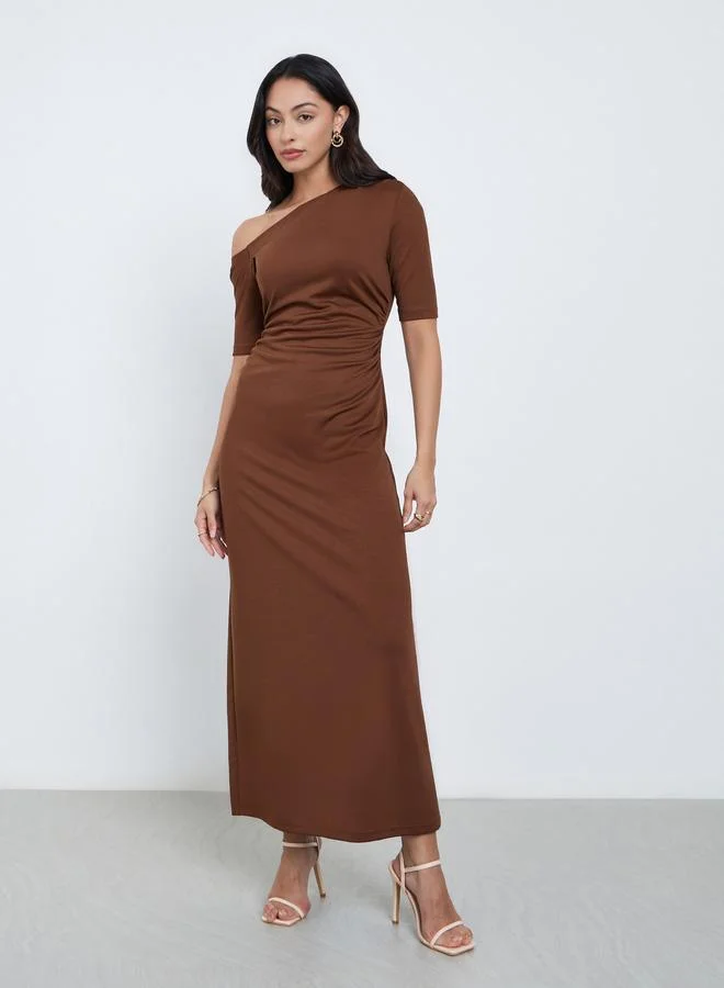 Styli Rust Brown Bodycon Maxi Dress