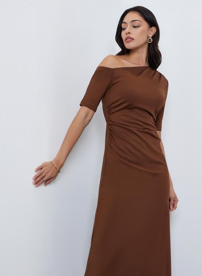 ستايلي فستان طويل بديكون بأكمام طويلة - Image 3