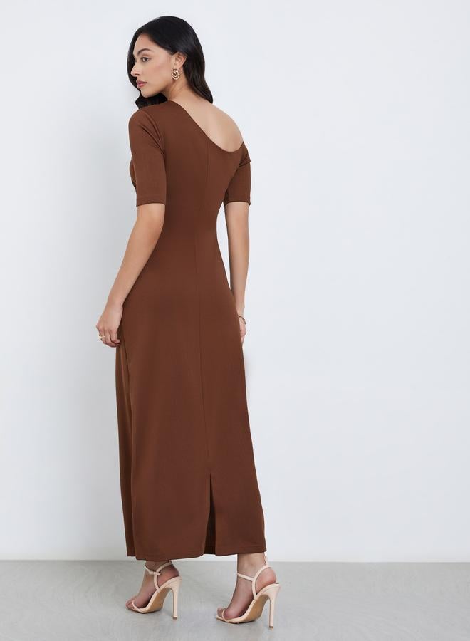 ستايلي فستان طويل بديكون بأكمام طويلة - Image 5