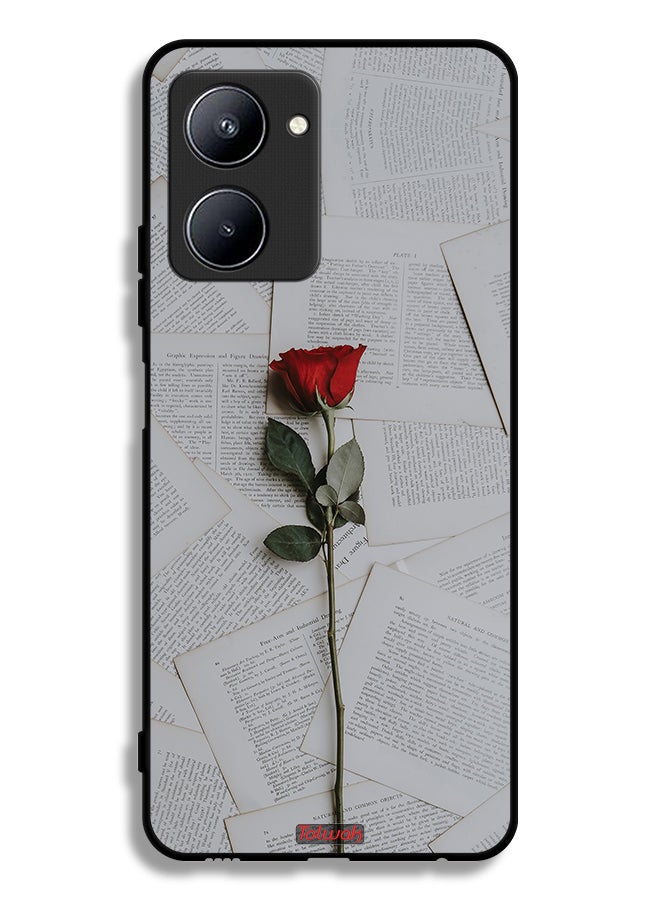 Tolwak Realme C33 Protective Case Cover Rose On Papers - Image 2