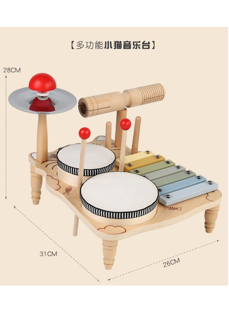 🌟 Wooden Musical Instrument Set for Toddlers – 7-in-1 Montessori Music Toy with Drums, Xylophone, Cymbal & More – Real Sheepskin Drum Surface – Early Learning Gift for Kids 3+ 🎶  - Image 2