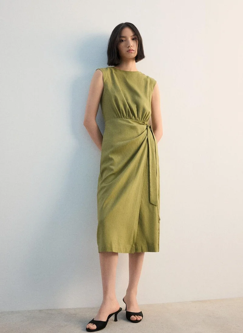 Mango Linen wrap dress
