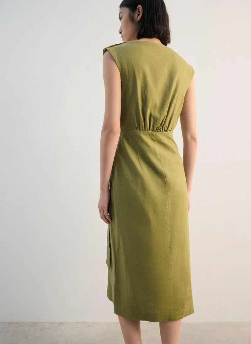 Mango Linen wrap dress