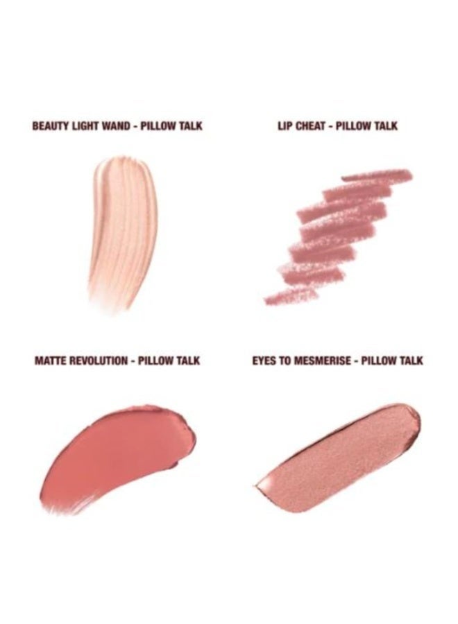 Charlotte Tilbury Pillow Talk Icons On The Go Makeup Kit – 4 Piece Set (Mini Highlighter, Mini Lip Liner, Mini Lipstick & Full-Size Eyeshadow) - Image 3