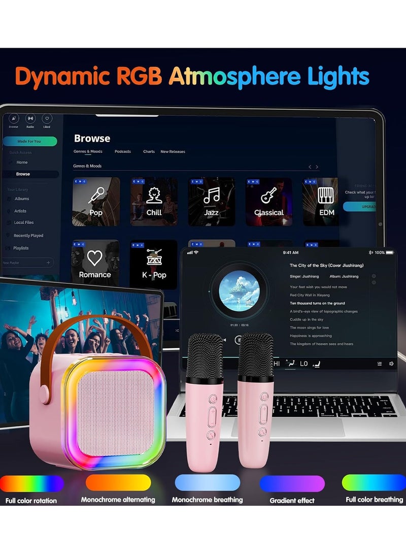 K12 Mini Portable Karaoke Bluetooth Speaker Dual Microphone Audio Integrated Microphone Home Karaoke Wireless Bluetooth Speaker for Kids and Adult - Image 4