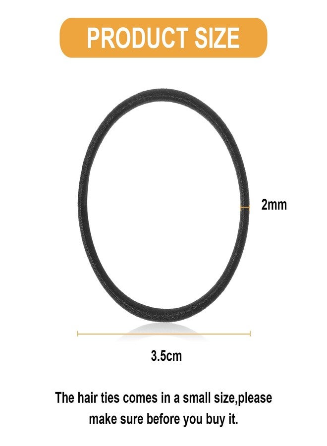 Canlierr كانليير 1000 قطعة أربطة شعر مرنة بالجملة لحاملي ذيل الحصان إكسسوارات أربطة شعر صغيرة للنساء والرجال مستقيم سميك مجعد (أسود، 2 مم) - Image 3