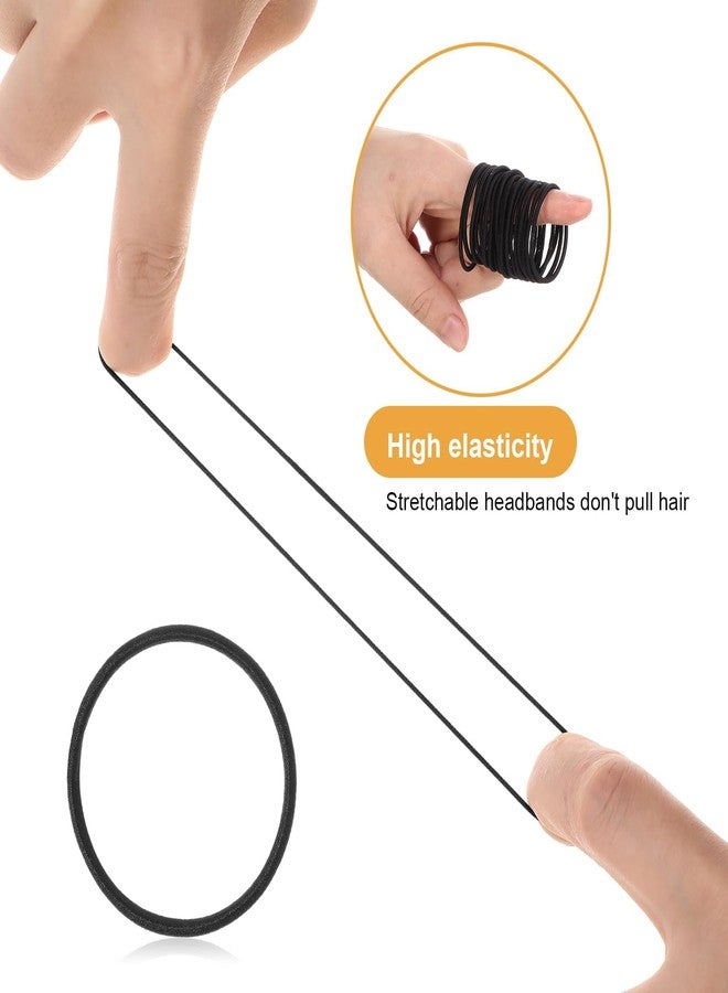 Canlierr كانليير 1000 قطعة أربطة شعر مرنة بالجملة لحاملي ذيل الحصان إكسسوارات أربطة شعر صغيرة للنساء والرجال مستقيم سميك مجعد (أسود، 2 مم) - Image 4