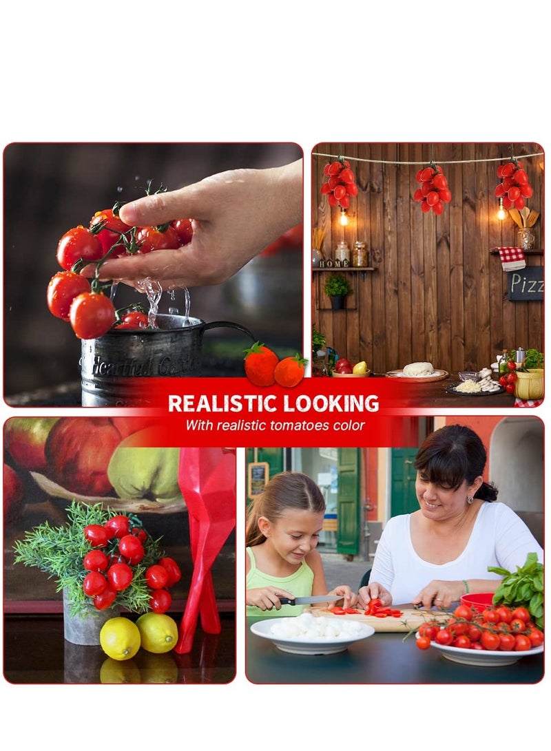 Excefore 2 Pcs Artificial Cherry Tomatoes, Fake Red Cherry Tomato Artificial Fruit Plastic Lifelike Simulation House Kitchen Party Decoration, Display Props (16 Grain, Red and Yellow) - Image 4