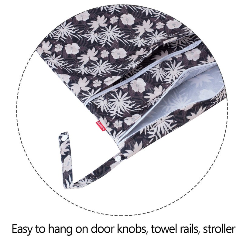 Damero 3Pcs Wet Dry Bag for Cloth Diaper, Swimsuit, Clothes, Ideal for Travel, Exercise, Daycare, Roomy and Water-Resistant(Coffee Flowers) - Image 3