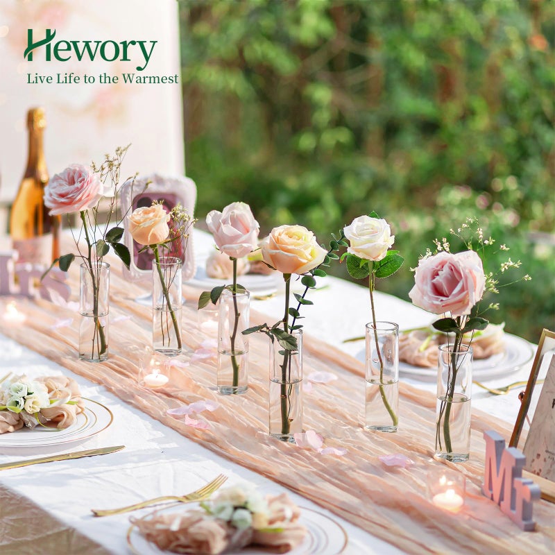 Hewory Cylinder Glass Bud Vases: Set of 12 Small Clear Skinny Single Flower Vase for Centerpieces - Minimalist Bulk Vases for Wedding Birthday Bridal Shower Party Events Table Decor, 5.91"(H)Ã—1.8"(D) - Image 5